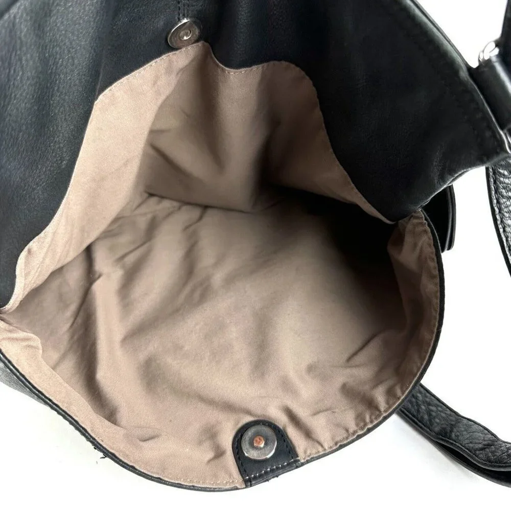 Margot Crossbody Bag Double Zip Black Leather Handbag Silver Accent‎ Purse